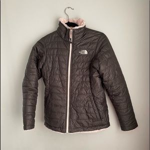 Girls North Face reversible puffer jacket